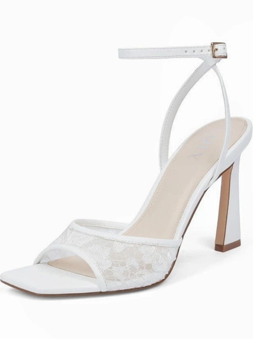 QIY Strappy Heels for Women Heeled Sandals Square Toe Heel Ankle Strap Stiletto